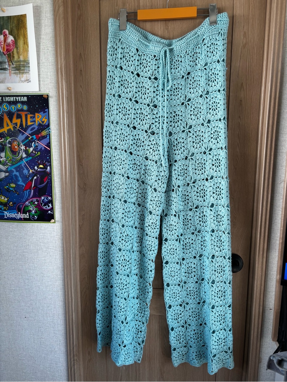 The Hippie Shake Crochet Wide Leg Pants Size XL Teal Summer Beach